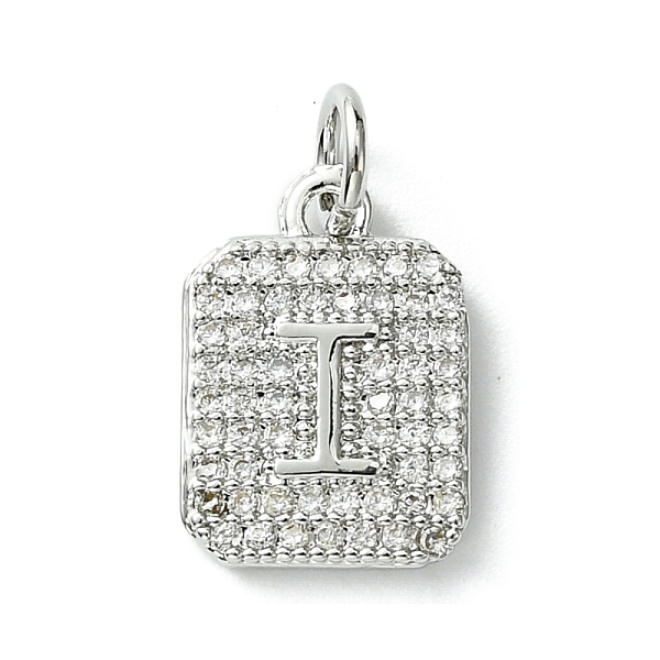 

PandaHall Rack Plating Brass Micro Pave Clear Cubic Zirconia Charms, Long-Lasting Plated, Lead Free & Cadmium Free, Rectangle with Letter...