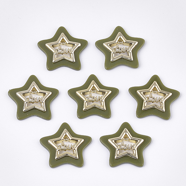 

PandaHall Opaque Acrylic Pendants, with Alloy Findings, Star with Word Love, Light Gold, Olive Drab, 29x30x4mm, Hole: 2mm Alloy+Acrylic Star..., Green