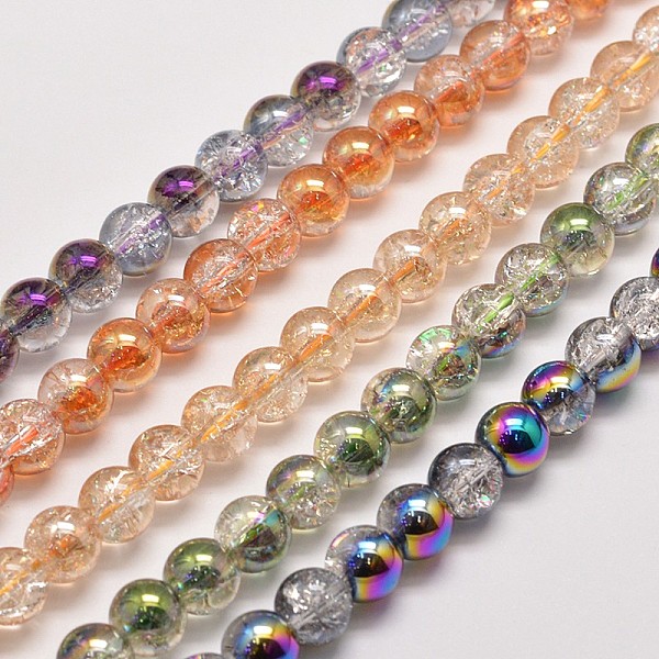 

PandaHall Electroplate Synthetic Crackle Quartz Beads Strands, Round, Mixed Color, 6mm, Hole: 1mm, about 66pcs/strand, 15.7 inch Crackle..., Multicolor