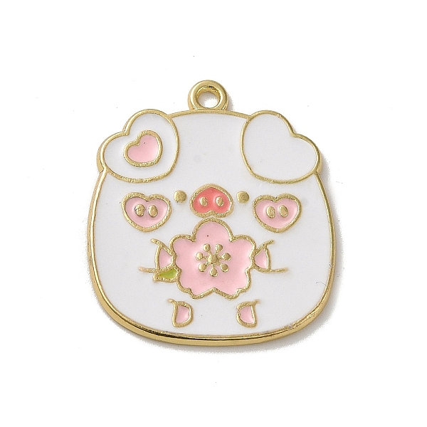 

PandaHall Aloy Enamel Pendants, Pig Charms, White, 27x24x1mm, Hole: 1.8mm Alloy Pig White
