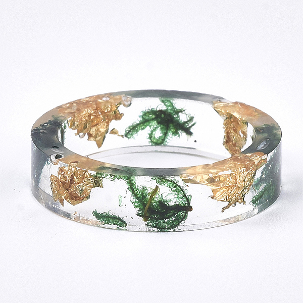 

PandaHall Resin Rings, with Dried Grass, Gold Foil, Green, 19mm Resin Green