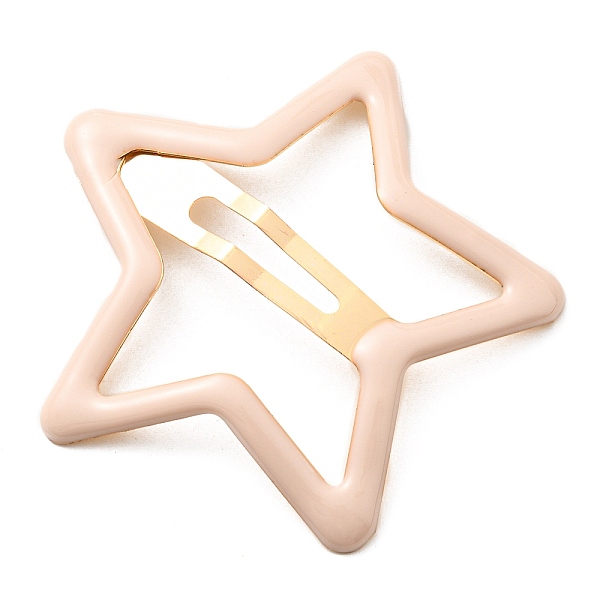 

PandaHall Star Alloy Enamel Snap Hair Clips, Hair Accessorise for Girls, Light Gold, Pink, 58x59x4mm Alloy Star Pink