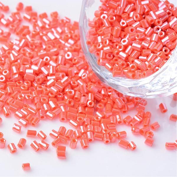 

PandaHall Opaque Colors Lustered Two Cut Glass Seed Beads, Round Hole, Hexagon, Orange Red, 2~6x2mm, Hole: 0.5mm, about 21000pcs/450g...