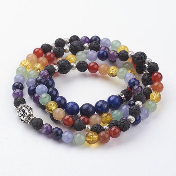 Natural Mixed Gemstone Beaded Wrap Bracelets