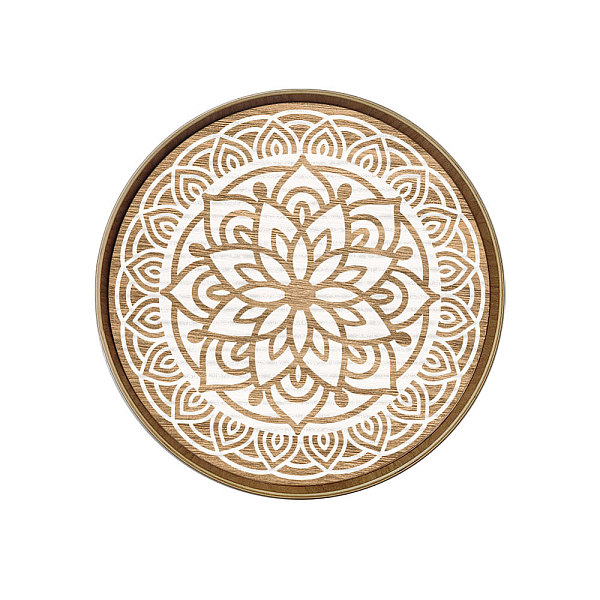 

PandaHall Wood Tray, Jewelry Plate, Flat Round with Flower, Flower, 300mm Wood Flower