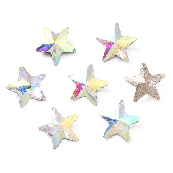 

PandaHall Glass Rhinestone Cabochons, Nail Art Decoration Accessories, Faceted, Star, Champagne Yellow, 7.5x8x3.5mm Glass Star