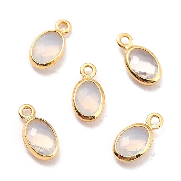 

PandaHall Eco-Friendly Brass with Glass Pendants, Long-Lasting Plated, Lead Free & Cadmium Free & Nickel Free, Oval, Real 18K Gold Plated..., White