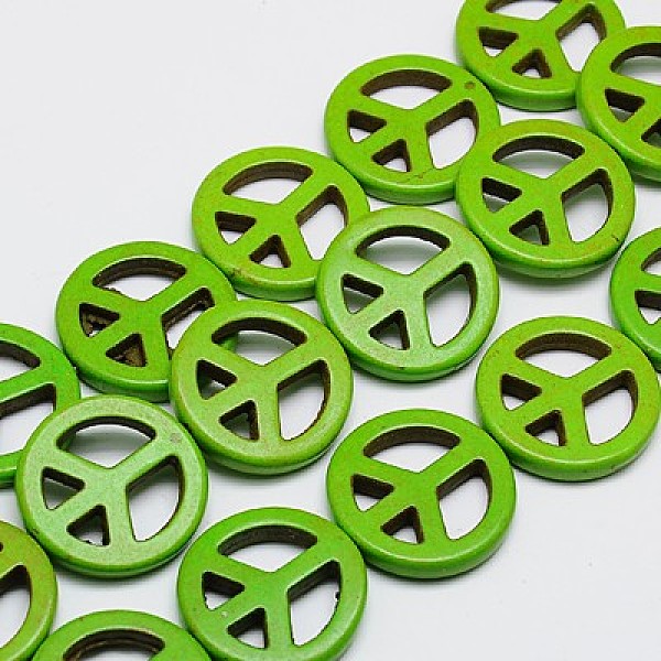 

PandaHall Synthetic Turquoise Beads Strands, Dyed, Peace Sign, Lime Green, 15x4mm, Hole: 1mm, about 26pcs/strand, 15.5 inch Synthetic...