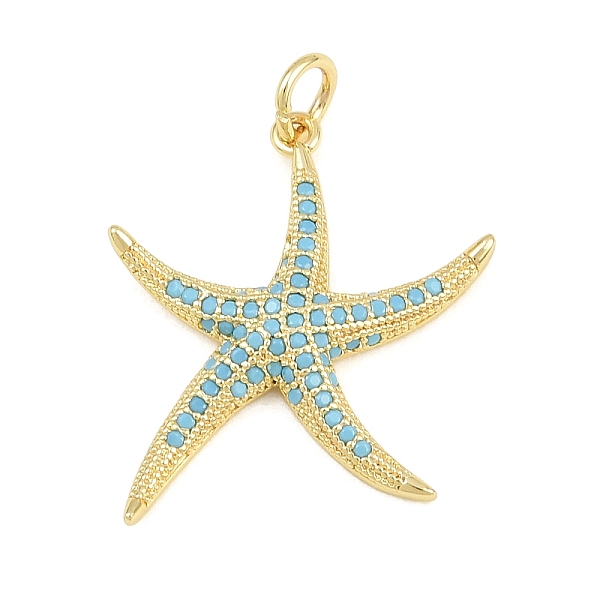 Colgantes de circonita cúbica azul cielo con micro pavé de latón