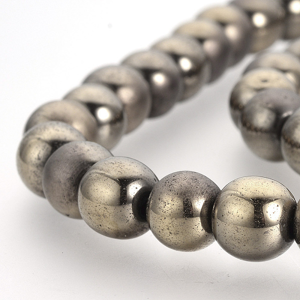 

PandaHall Electroplate Non-magnetic Synthetic Hematite Beads Strands, Matte Style, Round, Light Gold Plated, 8mm, Hole: 1.5mm, about...