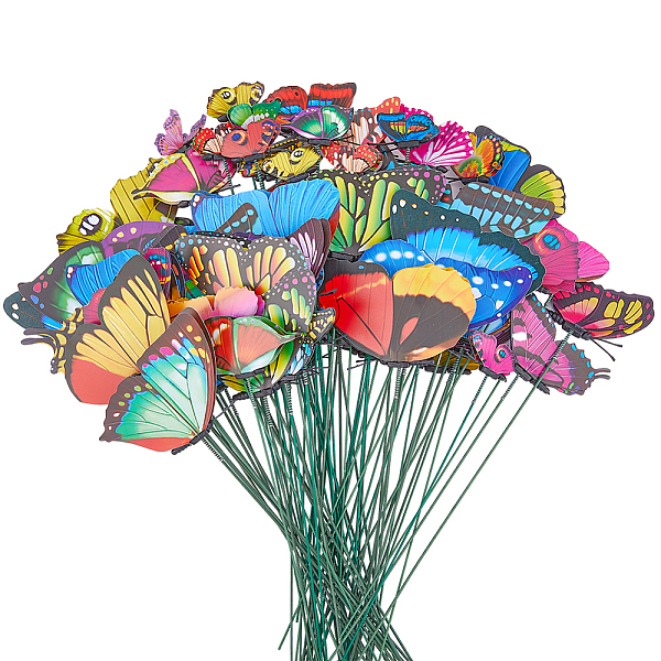 

PandaHall DICOSMETIC 80Pcs 4 Styles PVC Butterfly Stakes, with Iron Wire, Butterflies on Sticks Garden Decoration for Indoor Outdoor Yard..., Multicolor