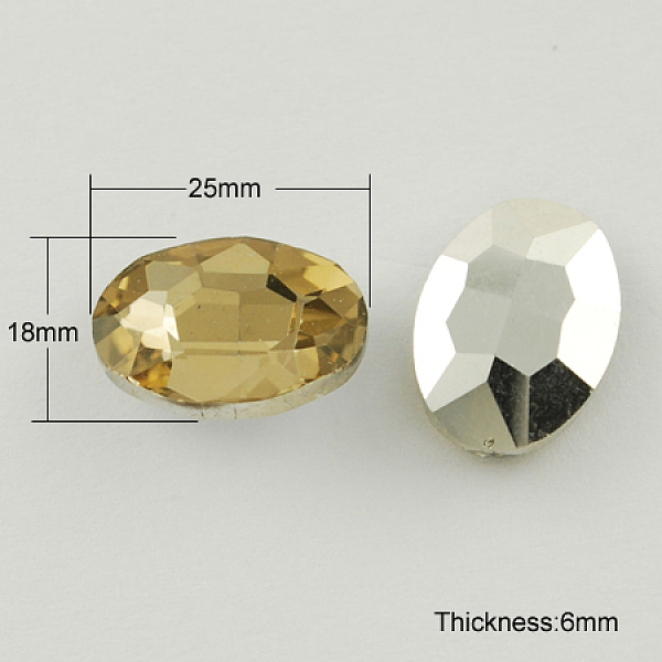 

PandaHall Glass Pointed Back Rhinestone, Back Plated, Faceted, Oval, Light Khaki, 18x25x6mm Glass Rhinestone Oval