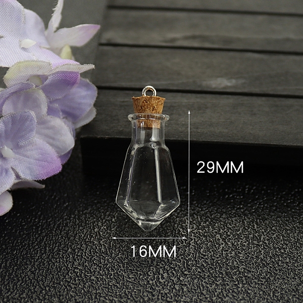 

PandaHall Glass Bead Containers, with Cork Lid, Diamond, 1.6x1.6x2.9cm Glass Diamond Clear