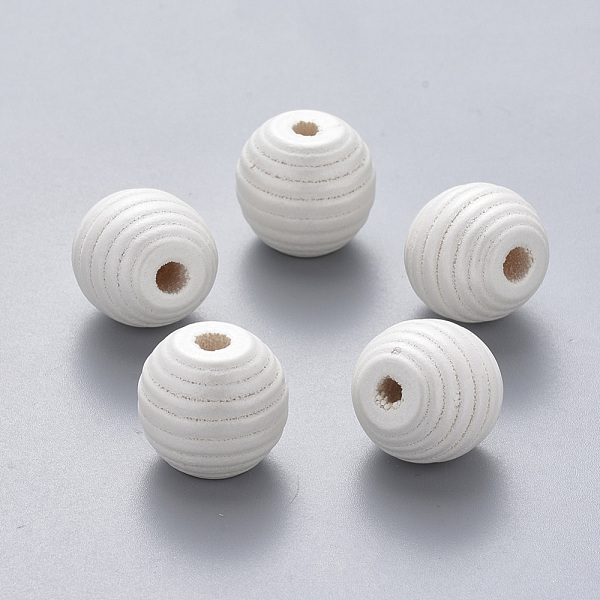 

PandaHall Painted Natural Wood Beehive European Beads, Large Hole Beads, Round, Creamy White, 18x17mm, Hole: 4.5mm Wood Round