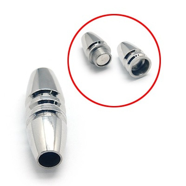 

PandaHall 304 Stainless Steel Magnetic Clasps with Glue-in Ends, Oval, 26.5x10mm, Hole: 5mm 304 Stainless Steel Oval