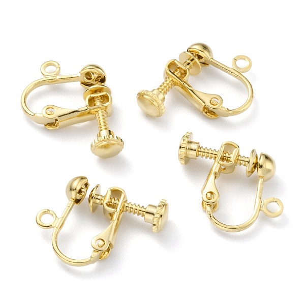 

PandaHall Brass Clip-on Earring Findings, Spiral Ear Clip, Components Screw Back Ear Wire Non Pierced Earring Converter, with Loop, for...