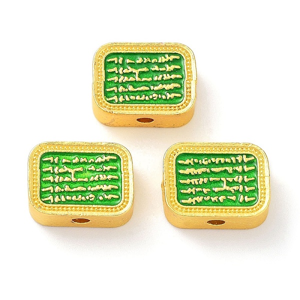 

PandaHall Alloy Enamel Beads, Golden, Rectangle with Word, Lime Green, 12.5x9x5mm, Hole: 1.6mm Alloy+Enamel Rectangle Green