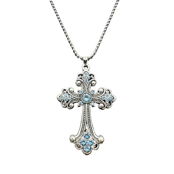

PandaHall Alloy Pendant Necklaces, Cross fleury, Sky Blue, 19.69 inch(50cm) Acrylic Cross
