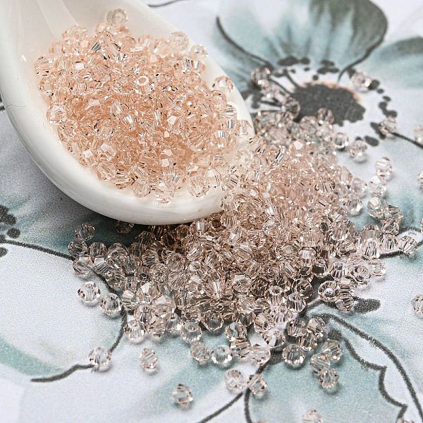 

PandaHall Transparent Glass Beads, Faceted, Bicone, PeachPuff, 2x2mm, Hole: 0.7mm, about 720pcs/bag Glass Bicone Brown