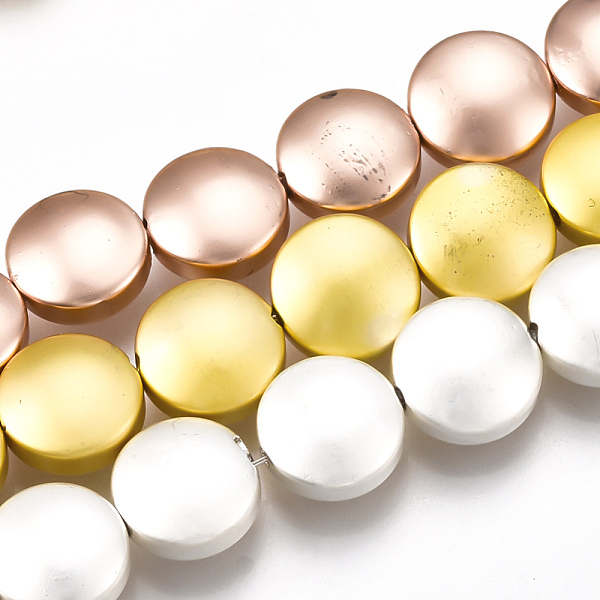 

PandaHall Electroplate Non-magnetic Synthetic Hematite Beads Strands, Flat Round, Mixed Color, 8~8.5x4mm, Hole: 1mm, about 49pcs/strand...