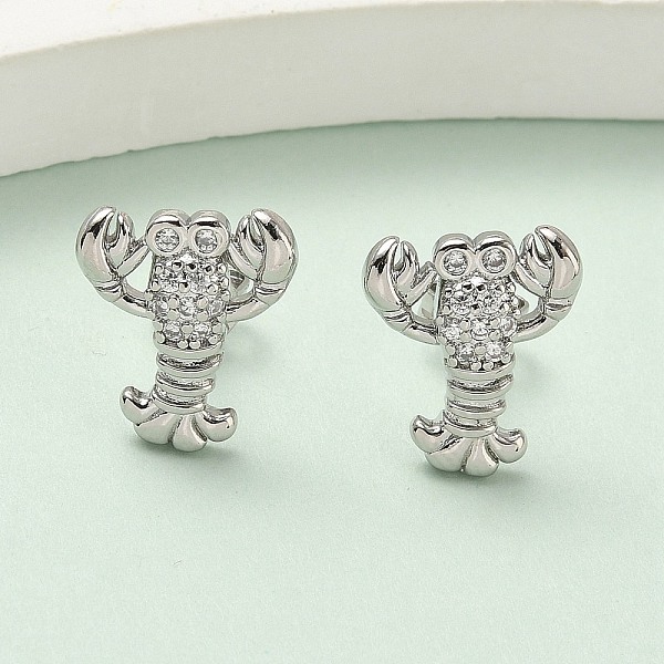Latón micro pave aretes de circonita cúbica transparente