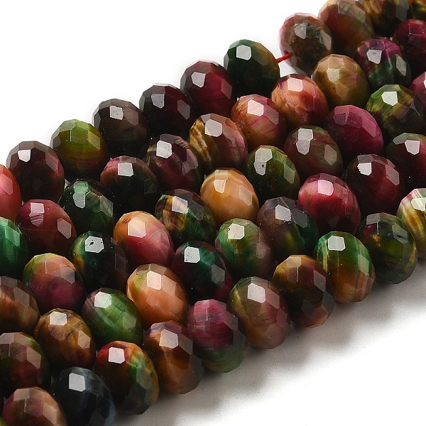 

PandaHall Natural Rainbow Tiger Eye Beads Strands, Dyed, Faceted, Rondelle, Goldenrod, 10x6mm, Hole: 1.2mm, about 56pcs/strand, 15.35 inch..., Gold