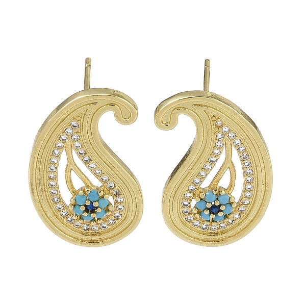 

PandaHall Rack Plating Brass With Cubic Zirconia Stud Earrings, Long-Lasting Plated, Lead Free & Cadmium Free, Teardrop, Real 18K Gold..., Clear