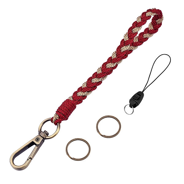 PandaHall Boho Macrame Wristlet Keychain Keying, Handmade Braided Tassel Wrist Lanyard with Portable Anti-Lost Mobile Rope for Women, Dark...