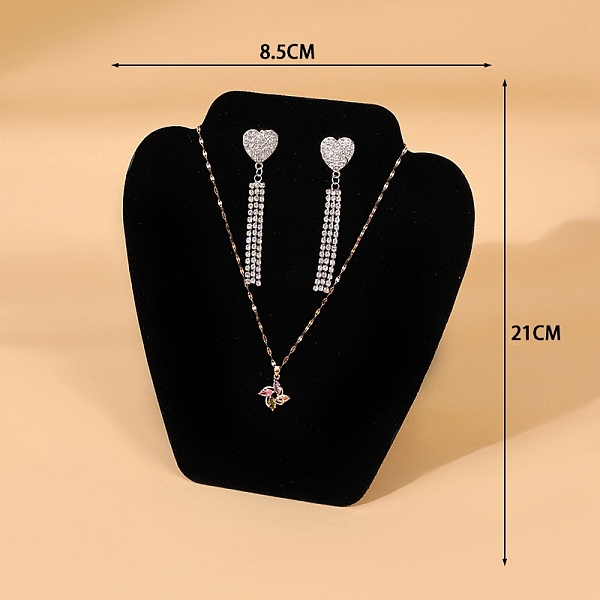 

PandaHall Wood Covered with Velvet Jewelry Bust Display Stands for Necklaces, Earrings, Black, 19x21cm Velvet Black