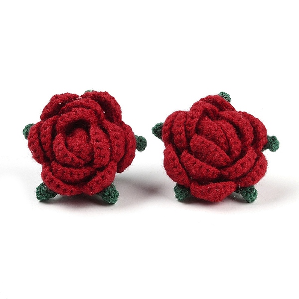 

PandaHall Cotton Knitting Artificial Flower, Ornament Accessories, FireBrick, 56x61.5x39mm Cotton Flower Red