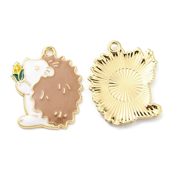 

PandaHall Alloy Enamel Pendants, Golden, Hedgehog Charm, Camel, 28x24x2mm, Hole: 2mm Alloy+Enamel Hedgehog Brown