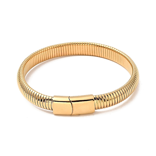

PandaHall Ion Plating(IP) 304 Stainless Steel Stretch Flat Snake Chain Bracelet with Magnetic Clasp for Men Women, Golden, 8-5/8 inch...