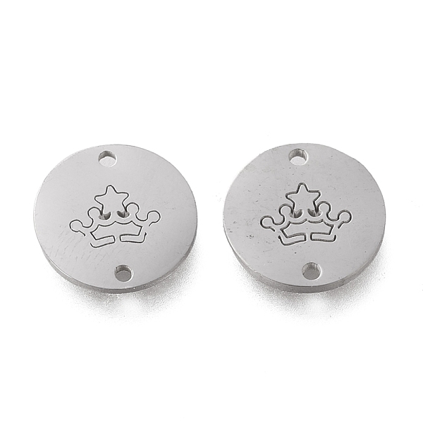 

PandaHall 304 Stainless Steel Links Connectors, Laser Cut, Flat Round with Crown, Stainless Steel Color, 12x1mm, Hole: 1.2mm 304 Stainless...
