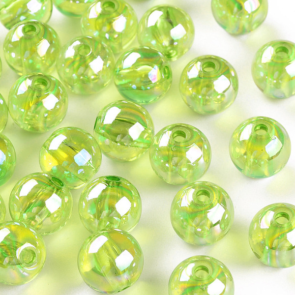 

PandaHall Transparent Acrylic Beads, AB Color Plated, Round, Yellow Green, 12x11mm, Hole: 2.5mm, about 566pcs/500g Acrylic Round