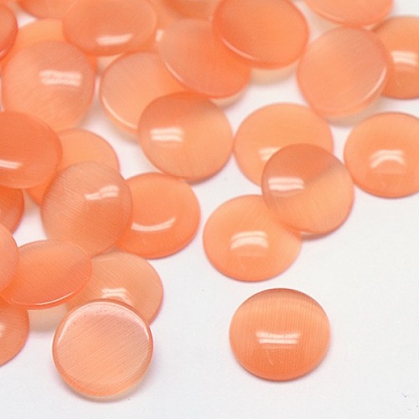 

PandaHall Cat Eye Cabochons, Half Round, Light Salmon, 10x2~3mm Glass Half Round Red
