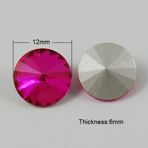 

PandaHall Glass Pointed Back Rhinestone, Rivoli Rhinestone, Back Plated, Cone, Deep Pink, 12x6mm Glass Rhinestone Cone Pink