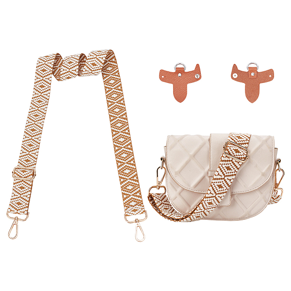 

PandaHall WADORN Ethnic Style Polyester Webbing Bag Straps, with Alloy Swivel Clasp and Leather Undamaged Bag D Ring Connector, Mixed Color..., Multicolor