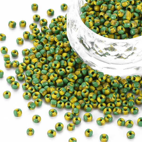 

PandaHall 8/0 Two Tone Opaque Glass Seed Beads, Opaque Colours Seep, Round Hole, Column, Lime Green, 3~3.5x2~2.5mm, Hole: 1mm, about...