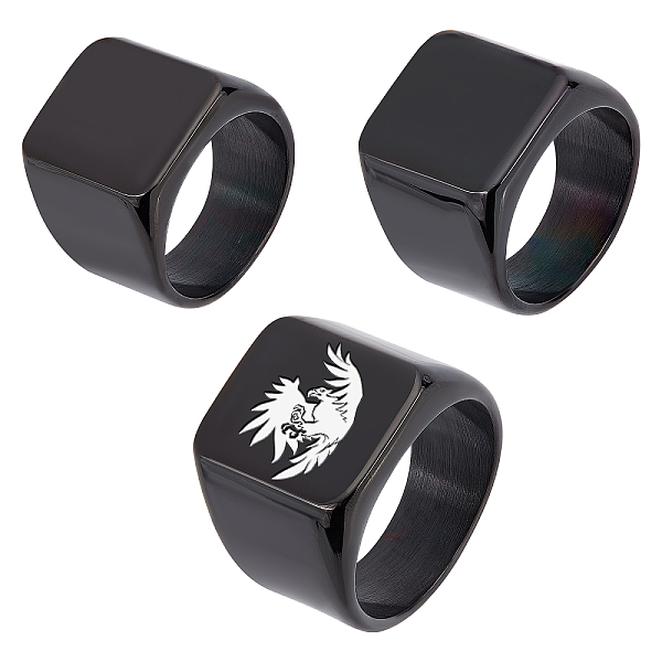 

PandaHall UNICRAFTALE 3Pcs Gunmetal Stainless Steel Rectangle Finger Rings Size 9~11 Blank Wide Finger Rings Engraved Photo Text Classic...