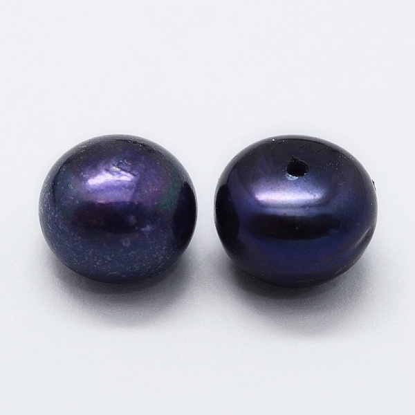

PandaHall Natural Cultured Freshwater Pearl Beads, Grade 3A, Half Drilled, Rondelle, Dyed, Midnight Blue, 9x6.5mm, Hole: 0.8mm, about...