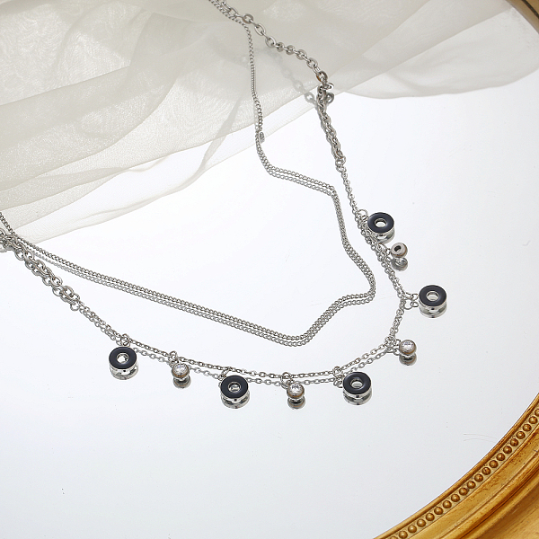 

PandaHall Double Layer Collarbone Chain, Stainless Steel Rope Chain Necklaces for Women Stainless Steel