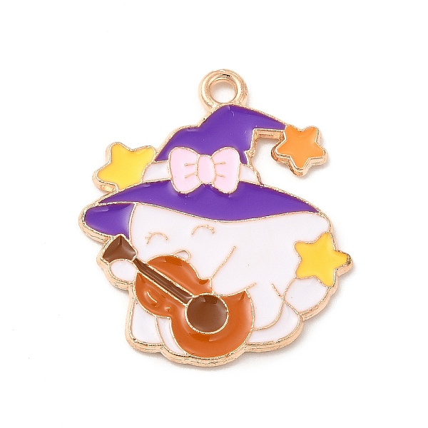 

PandaHall Halloween Theme Alloy Enamel Pendants, Light Gold, Ghost Pattern, 25x22x1mm, Hole: 1.8mm Alloy+Enamel Ghost White