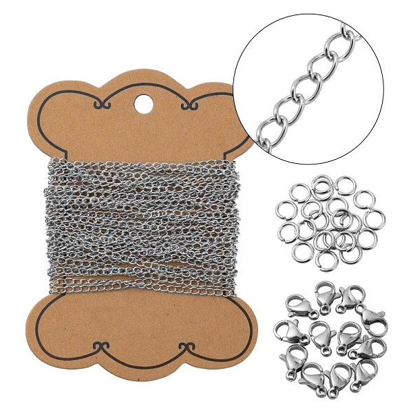 

PandaHall DIY 304 Stainless Steel Curb Necklace Making Kits, Including Open Jump Rings and Lobster Claw Clasps, Stainless Steel Color, Links...