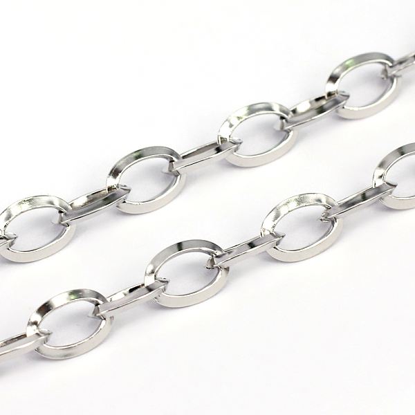

PandaHall 304 Stainless Steel Cable Chains, Stainless Steel Color, 9x7x1.8mm 304 Stainless Steel