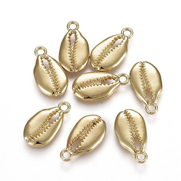 

PandaHall Alloy Pendants, Ocean Theme, Lead Free & Nickel Free & Cadmium Free, Cowrie Shell Shape, Real 14K Gold Plated, 20x11x3mm, Hole...