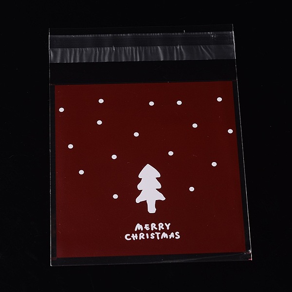 

PandaHall Rectangle OPP Cellophane Bags for Christmas, with Tree Pattern, Dark Red, 13x9.9cm, Unilateral Thickness: 0.035mm, Inner Measure...