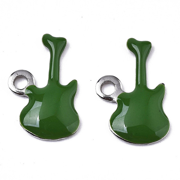 

PandaHall 201 Stainless Steel Enamel Charms, Guitar, Stainless Steel Color, Dark Green, 15x9x2mm, Hole: 1.6mm Stainless Steel+Enamel Musical...