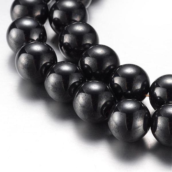 PandaHall Magnetic Synthetic Hematite Bead Strands, Grade A, Round, Original Color, 10mm, Hole: 1.2mm, about 43pcs/strand, 15.7 inch(40cm)...