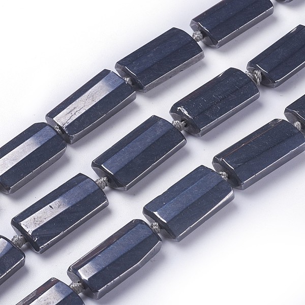 

PandaHall Synthetical Non-magnetic Hematite Beads Strands, Faceted, Rectangle, 24.5~29.5x12~14x7.5~8.5mm, Hole: 1.5mm, about 13pcs/strand...