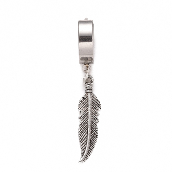 

PandaHall Stainless Steel Feather Dangle Hoop Earrings, Hip-hop Punk Jewelry for Women, Stainless Steel Color, 42.5x14x4mm, Pin: 0.9mm...